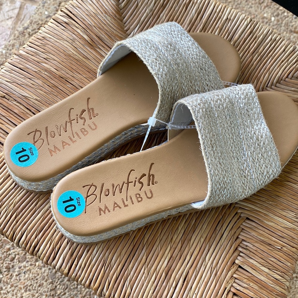 rePosh- Blowfish Malibu Natural/Tan Raffia Slide Sandals
